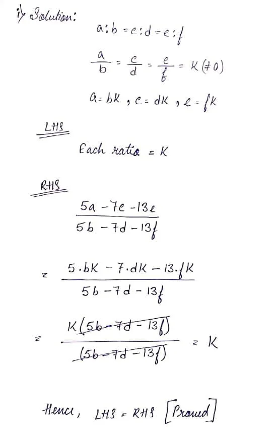 If A B C D E F Let Us Prove That–Each Ratio (5a−7c−13e )∕ (5b− 7d−13f) ConceptEra